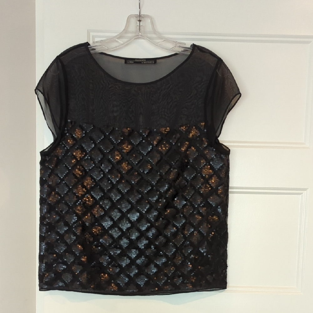 All Saints Black sequin Blouse